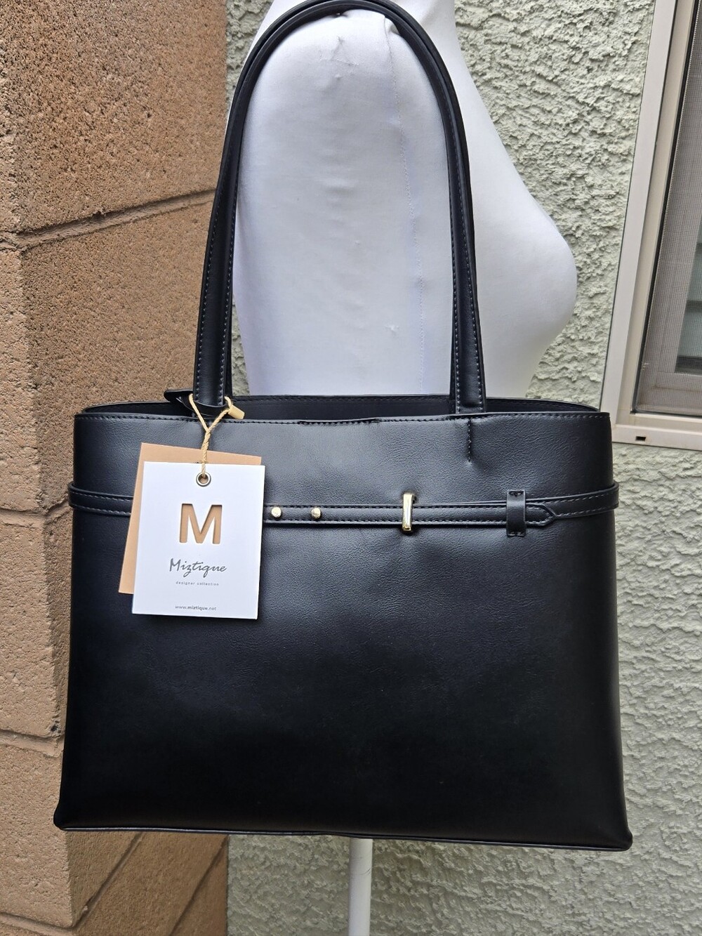 Miztique Black Leather Tote Bag for Women